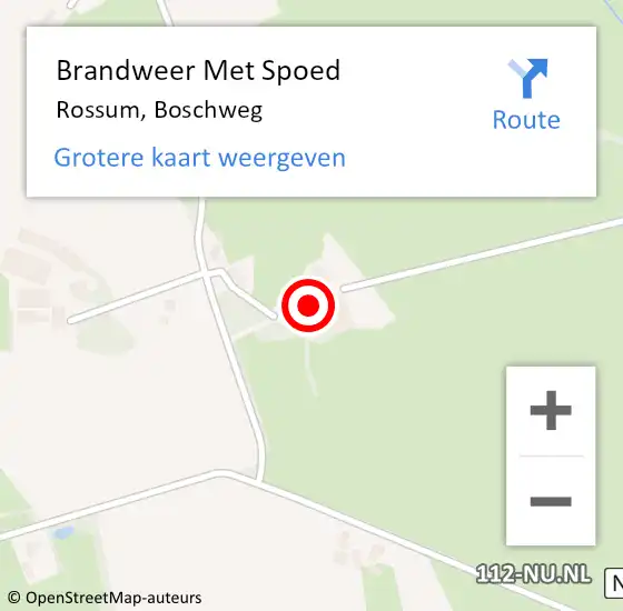 Locatie op kaart van de 112 melding: Brandweer Met Spoed Naar Rossum, Boschweg op 7 juli 2023 14:50