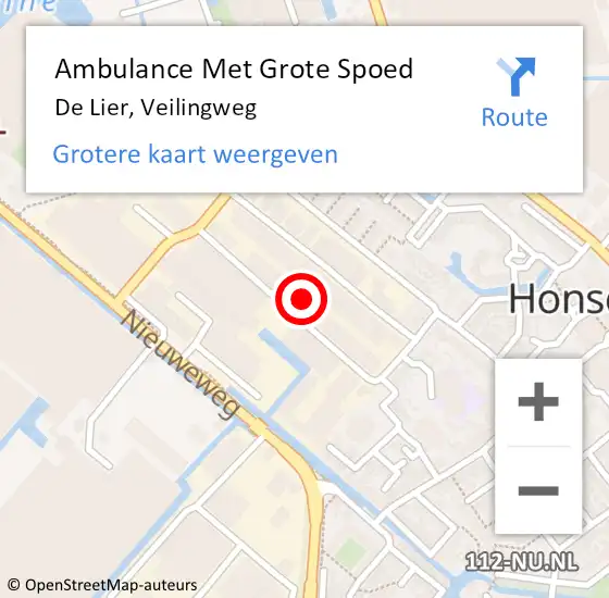 Locatie op kaart van de 112 melding: Ambulance Met Grote Spoed Naar De Lier, Veilingweg op 7 juli 2023 14:59
