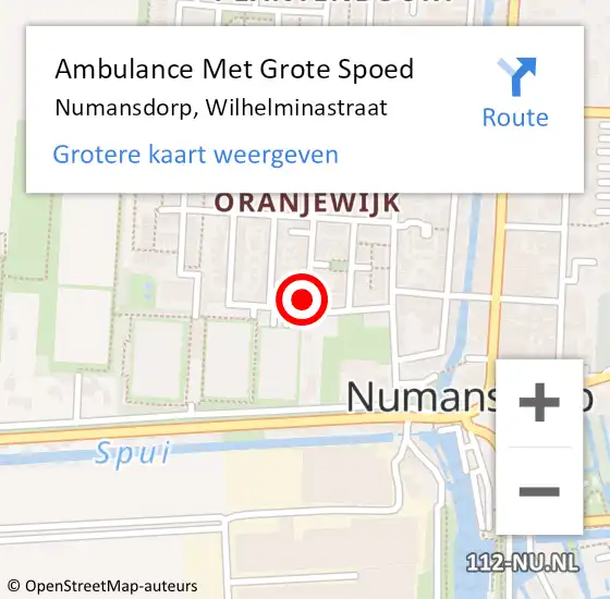 Locatie op kaart van de 112 melding: Ambulance Met Grote Spoed Naar Numansdorp, Wilhelminastraat op 7 juli 2023 15:21