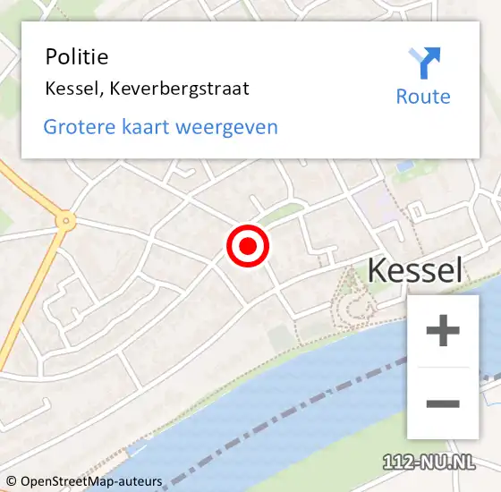 Locatie op kaart van de 112 melding: Politie Kessel, Keverbergstraat op 7 juli 2023 15:31