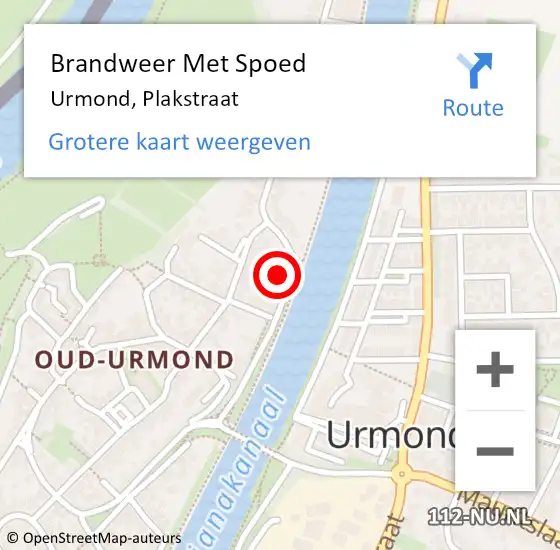 Locatie op kaart van de 112 melding: Brandweer Met Spoed Naar Urmond, Plakstraat op 7 juli 2023 15:33