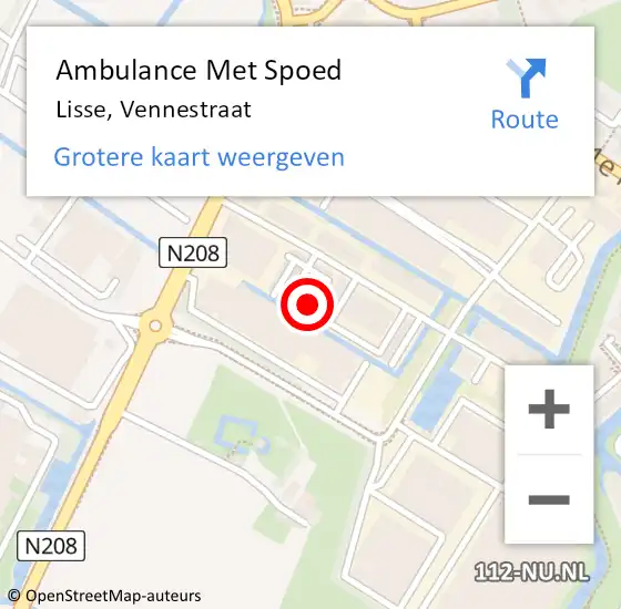 Locatie op kaart van de 112 melding: Ambulance Met Spoed Naar Lisse, Vennestraat op 7 juli 2023 15:40