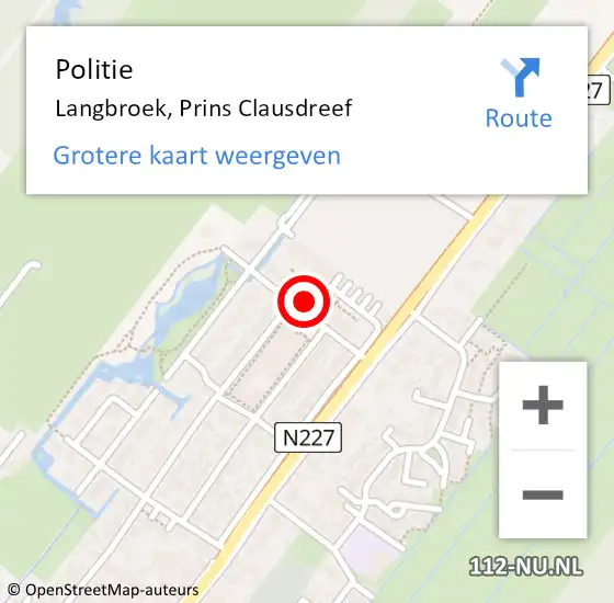 Locatie op kaart van de 112 melding: Politie Langbroek, Prins Clausdreef op 7 juli 2023 16:01