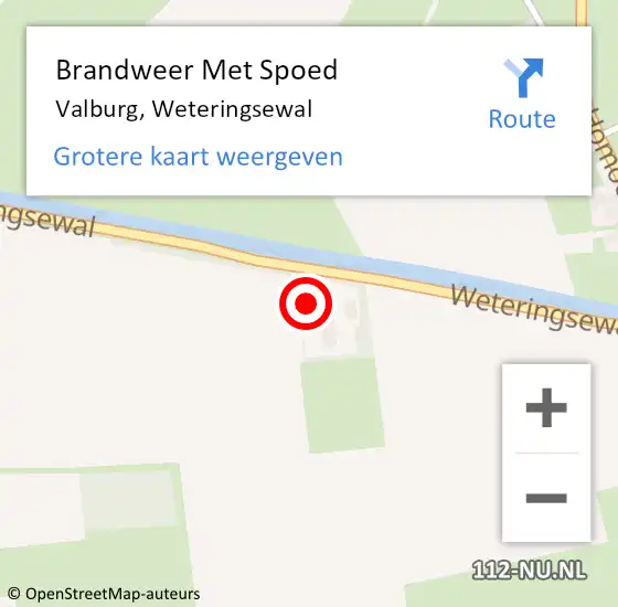 Locatie op kaart van de 112 melding: Brandweer Met Spoed Naar Valburg, Weteringsewal op 7 juli 2023 16:05