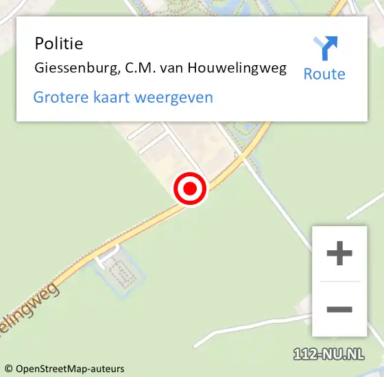 Locatie op kaart van de 112 melding: Politie Giessenburg, C.M. van Houwelingweg op 7 juli 2023 16:23