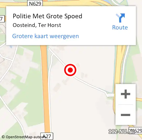 Locatie op kaart van de 112 melding: Politie Met Grote Spoed Naar Oosteind, Ter Horst op 7 juli 2023 16:25