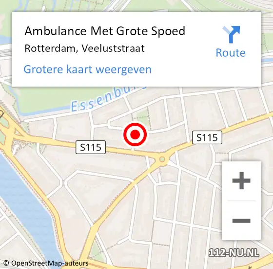 Locatie op kaart van de 112 melding: Ambulance Met Grote Spoed Naar Rotterdam, Veeluststraat op 7 juli 2023 16:25