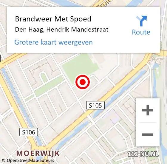 Locatie op kaart van de 112 melding: Brandweer Met Spoed Naar Den Haag, Hendrik Mandestraat op 7 juli 2023 16:25