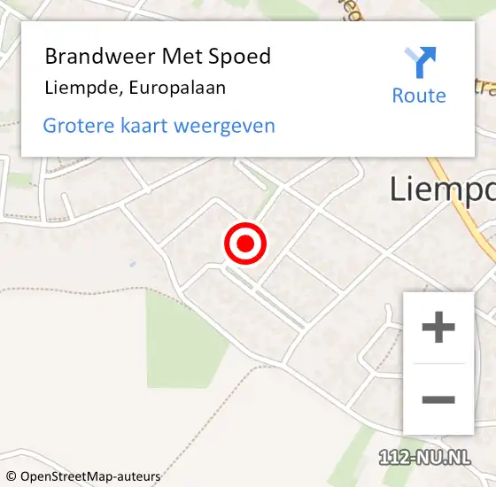 Locatie op kaart van de 112 melding: Brandweer Met Spoed Naar Liempde, Europalaan op 7 juli 2023 16:38