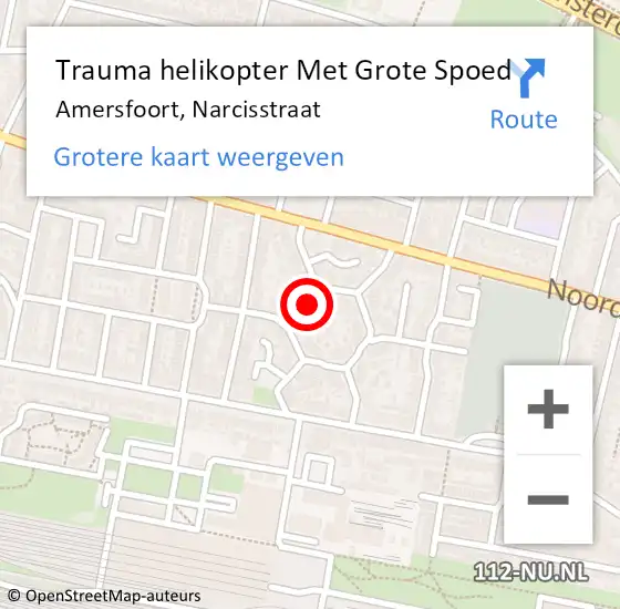 Locatie op kaart van de 112 melding: Trauma helikopter Met Grote Spoed Naar Amersfoort, Narcisstraat op 7 juli 2023 16:51
