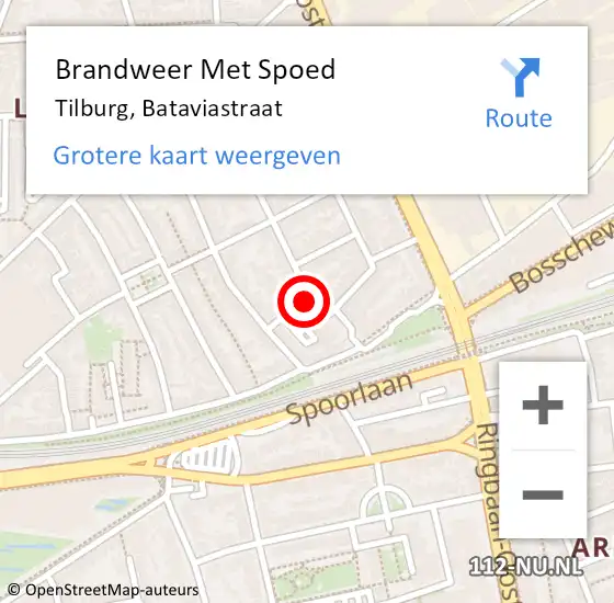 Locatie op kaart van de 112 melding: Brandweer Met Spoed Naar Tilburg, Bataviastraat op 7 juli 2023 16:53