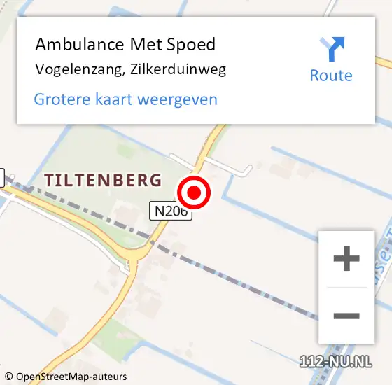 Locatie op kaart van de 112 melding: Ambulance Met Spoed Naar Vogelenzang, Zilkerduinweg op 7 juli 2023 16:58