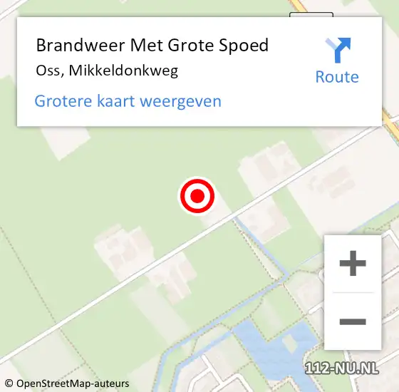 Locatie op kaart van de 112 melding: Brandweer Met Grote Spoed Naar Oss, Mikkeldonkweg op 7 juli 2023 17:07