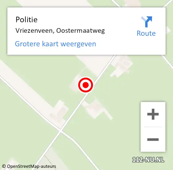 Locatie op kaart van de 112 melding: Politie Vriezenveen, Oostermaatweg op 7 juli 2023 17:24