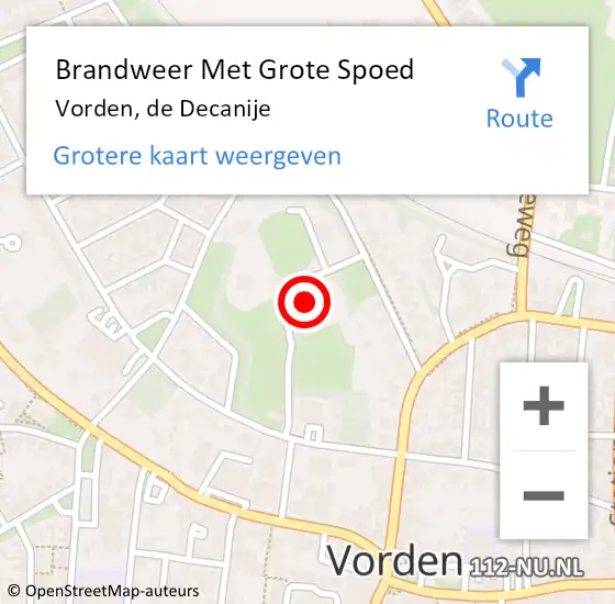 Locatie op kaart van de 112 melding: Brandweer Met Grote Spoed Naar Vorden, de Decanije op 7 juli 2023 17:32