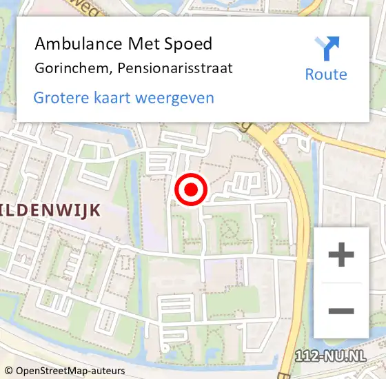 Locatie op kaart van de 112 melding: Ambulance Met Spoed Naar Gorinchem, Pensionarisstraat op 7 juli 2023 17:34