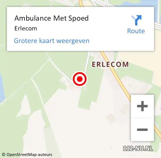 Locatie op kaart van de 112 melding: Ambulance Met Spoed Naar Erlecom op 7 juli 2023 17:37