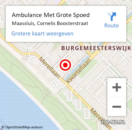 Locatie op kaart van de 112 melding: Ambulance Met Grote Spoed Naar Maassluis, Cornelis Boosterstraat op 7 juli 2023 17:40