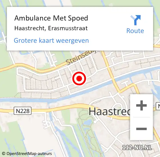 Locatie op kaart van de 112 melding: Ambulance Met Spoed Naar Haastrecht, Erasmusstraat op 7 juli 2023 17:45