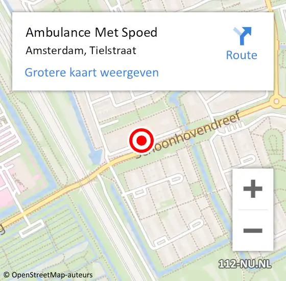 Locatie op kaart van de 112 melding: Ambulance Met Spoed Naar Amsterdam, Tielstraat op 7 juli 2023 17:47