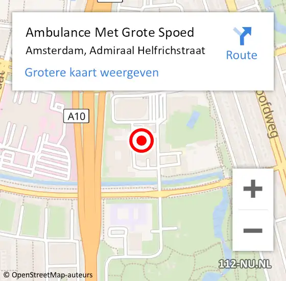 Locatie op kaart van de 112 melding: Ambulance Met Grote Spoed Naar Amsterdam, Admiraal Helfrichstraat op 7 juli 2023 17:49