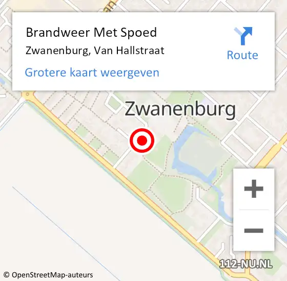 Locatie op kaart van de 112 melding: Brandweer Met Spoed Naar Zwanenburg, Van Hallstraat op 7 juli 2023 17:51