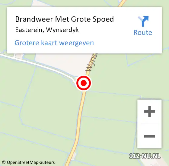 Locatie op kaart van de 112 melding: Brandweer Met Grote Spoed Naar Easterein, Wynserdyk op 31 augustus 2014 21:31