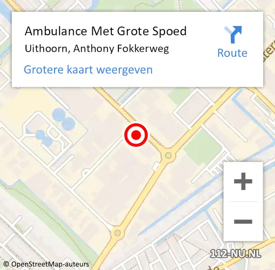 Locatie op kaart van de 112 melding: Ambulance Met Grote Spoed Naar Uithoorn, Anthony Fokkerweg op 7 juli 2023 17:55