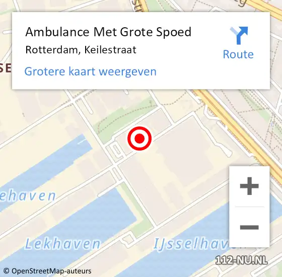 Locatie op kaart van de 112 melding: Ambulance Met Grote Spoed Naar Rotterdam, Keilestraat op 7 juli 2023 17:59