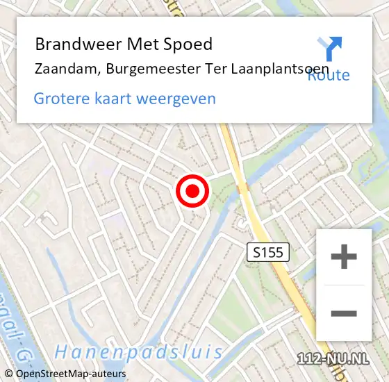 Locatie op kaart van de 112 melding: Brandweer Met Spoed Naar Zaandam, Burgemeester Ter Laanplantsoen op 7 juli 2023 18:13