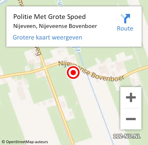 Locatie op kaart van de 112 melding: Politie Met Grote Spoed Naar Nijeveen, Nijeveense Bovenboer op 7 juli 2023 18:28