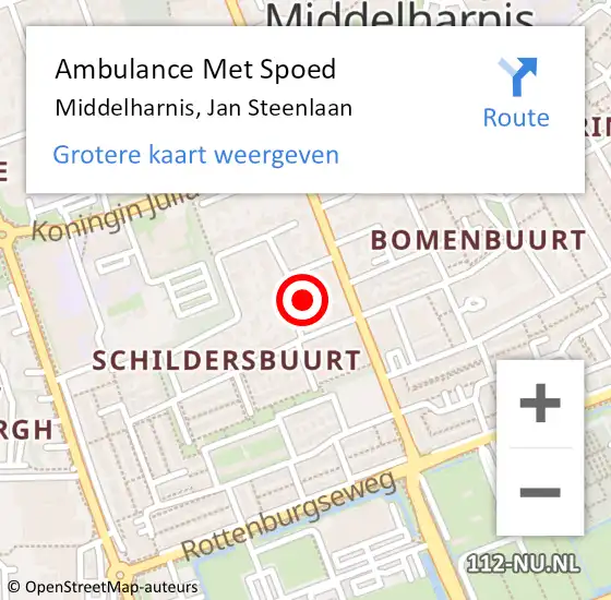 Locatie op kaart van de 112 melding: Ambulance Met Spoed Naar Middelharnis, Jan Steenlaan op 7 juli 2023 18:30