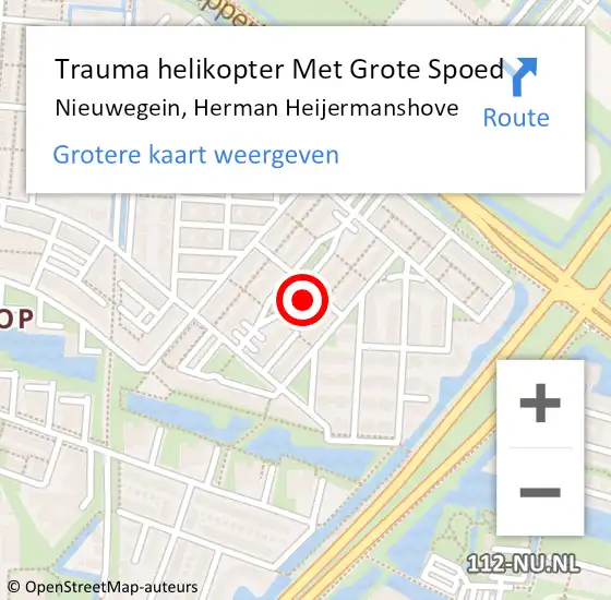 Locatie op kaart van de 112 melding: Trauma helikopter Met Grote Spoed Naar Nieuwegein, Herman Heijermanshove op 7 juli 2023 18:36