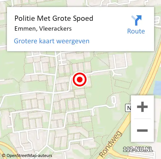 Locatie op kaart van de 112 melding: Politie Met Grote Spoed Naar Emmen, Vleerackers op 7 juli 2023 18:48