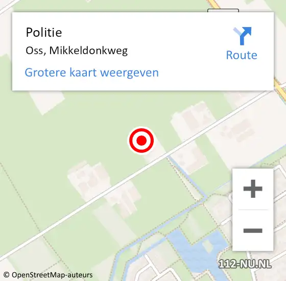 Locatie op kaart van de 112 melding: Politie Oss, Mikkeldonkweg op 7 juli 2023 18:48