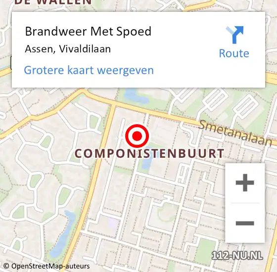 Locatie op kaart van de 112 melding: Brandweer Met Spoed Naar Assen, Vivaldilaan op 7 juli 2023 19:02