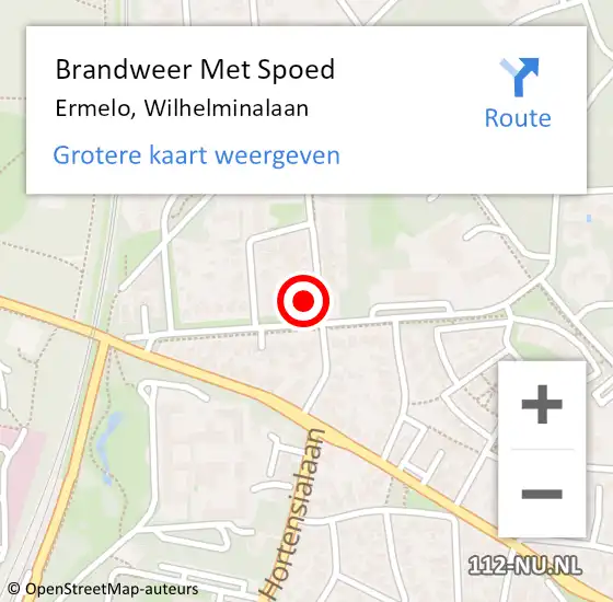 Locatie op kaart van de 112 melding: Brandweer Met Spoed Naar Ermelo, Wilhelminalaan op 7 juli 2023 19:16