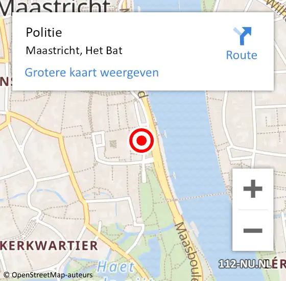 Locatie op kaart van de 112 melding: Politie Maastricht, Het Bat op 7 juli 2023 19:25