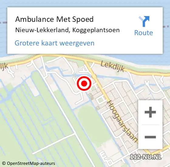 Locatie op kaart van de 112 melding: Ambulance Met Spoed Naar Nieuw-Lekkerland, Koggeplantsoen op 7 juli 2023 19:35