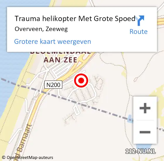 Locatie op kaart van de 112 melding: Trauma helikopter Met Grote Spoed Naar Overveen, Zeeweg op 7 juli 2023 19:39