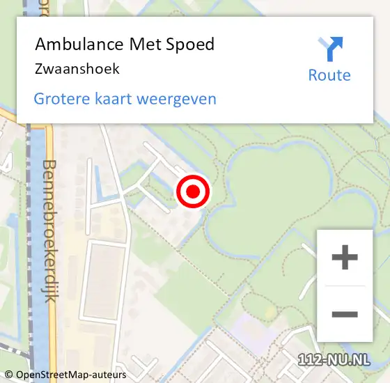 Locatie op kaart van de 112 melding: Ambulance Met Spoed Naar Zwaanshoek op 7 juli 2023 19:39