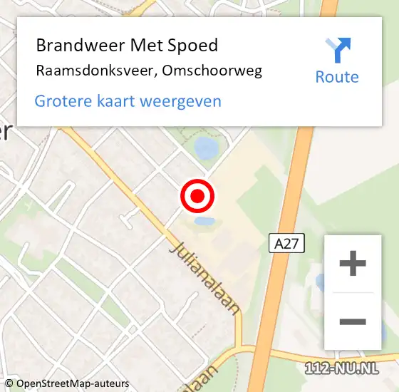 Locatie op kaart van de 112 melding: Brandweer Met Spoed Naar Raamsdonksveer, Omschoorweg op 7 juli 2023 19:56