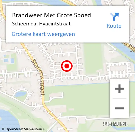 Locatie op kaart van de 112 melding: Brandweer Met Grote Spoed Naar Scheemda, Hyacintstraat op 7 juli 2023 19:59