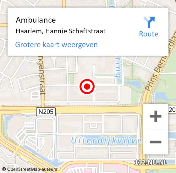 Locatie op kaart van de 112 melding: Ambulance Haarlem, Hannie Schaftstraat op 7 juli 2023 20:00