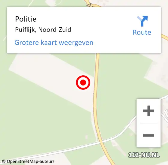 Locatie op kaart van de 112 melding: Politie Puiflijk, Noord-Zuid op 7 juli 2023 20:09