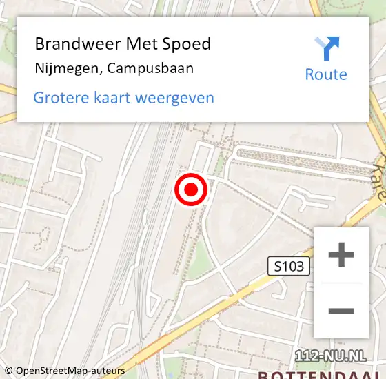 Locatie op kaart van de 112 melding: Brandweer Met Spoed Naar Nijmegen, Campusbaan op 7 juli 2023 20:29