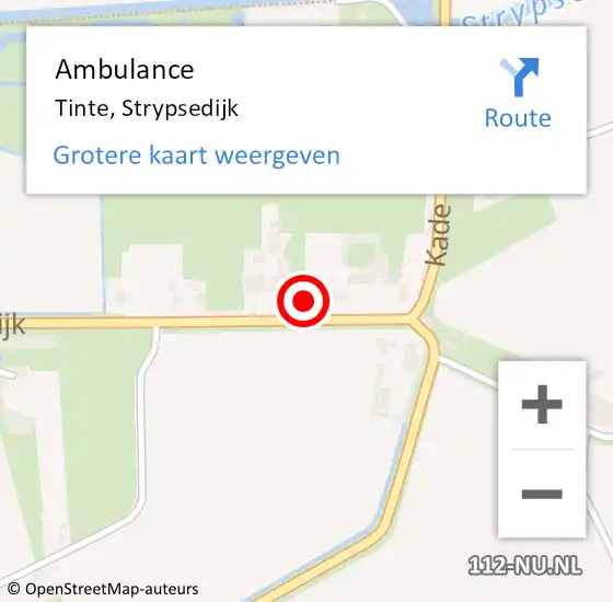 Locatie op kaart van de 112 melding: Ambulance Tinte, Strypsedijk op 7 juli 2023 20:33