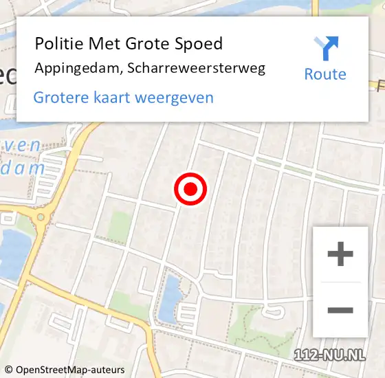 Locatie op kaart van de 112 melding: Politie Met Grote Spoed Naar Appingedam, Scharreweersterweg op 7 juli 2023 20:35