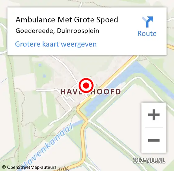 Locatie op kaart van de 112 melding: Ambulance Met Grote Spoed Naar Goedereede, Duinroosplein op 7 juli 2023 20:44