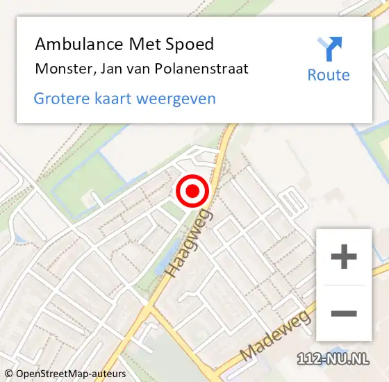 Locatie op kaart van de 112 melding: Ambulance Met Spoed Naar Monster, Jan van Polanenstraat op 7 juli 2023 20:44